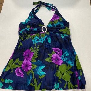 INMOCEAN‎ floral swimsuit skirted halter